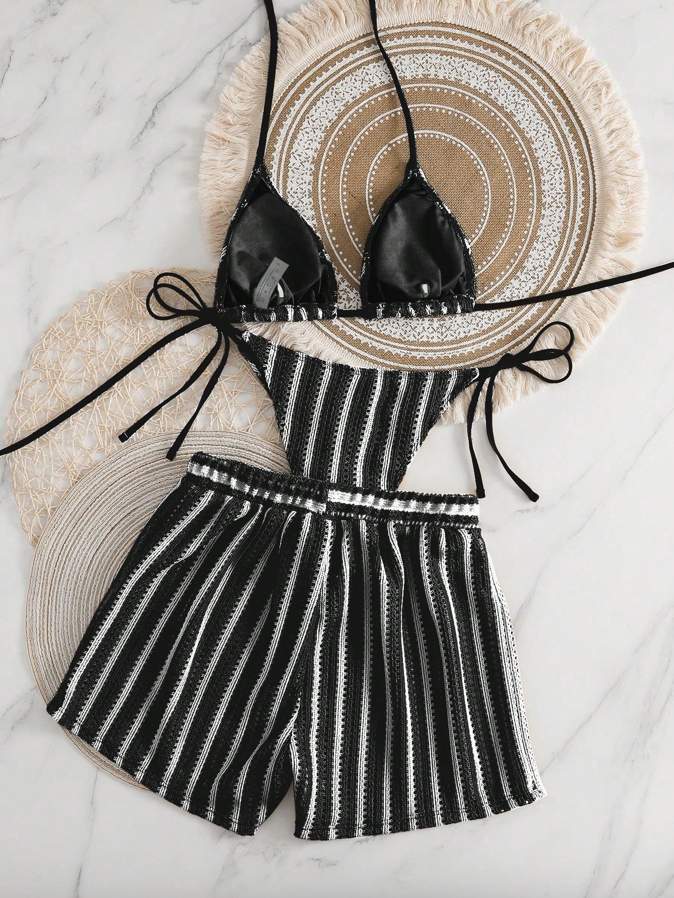 Swim Vcay 3 peças/Conjunto Capa de Crochê de Estilo Boêmio para Maiô Bikini, Saída de Praia