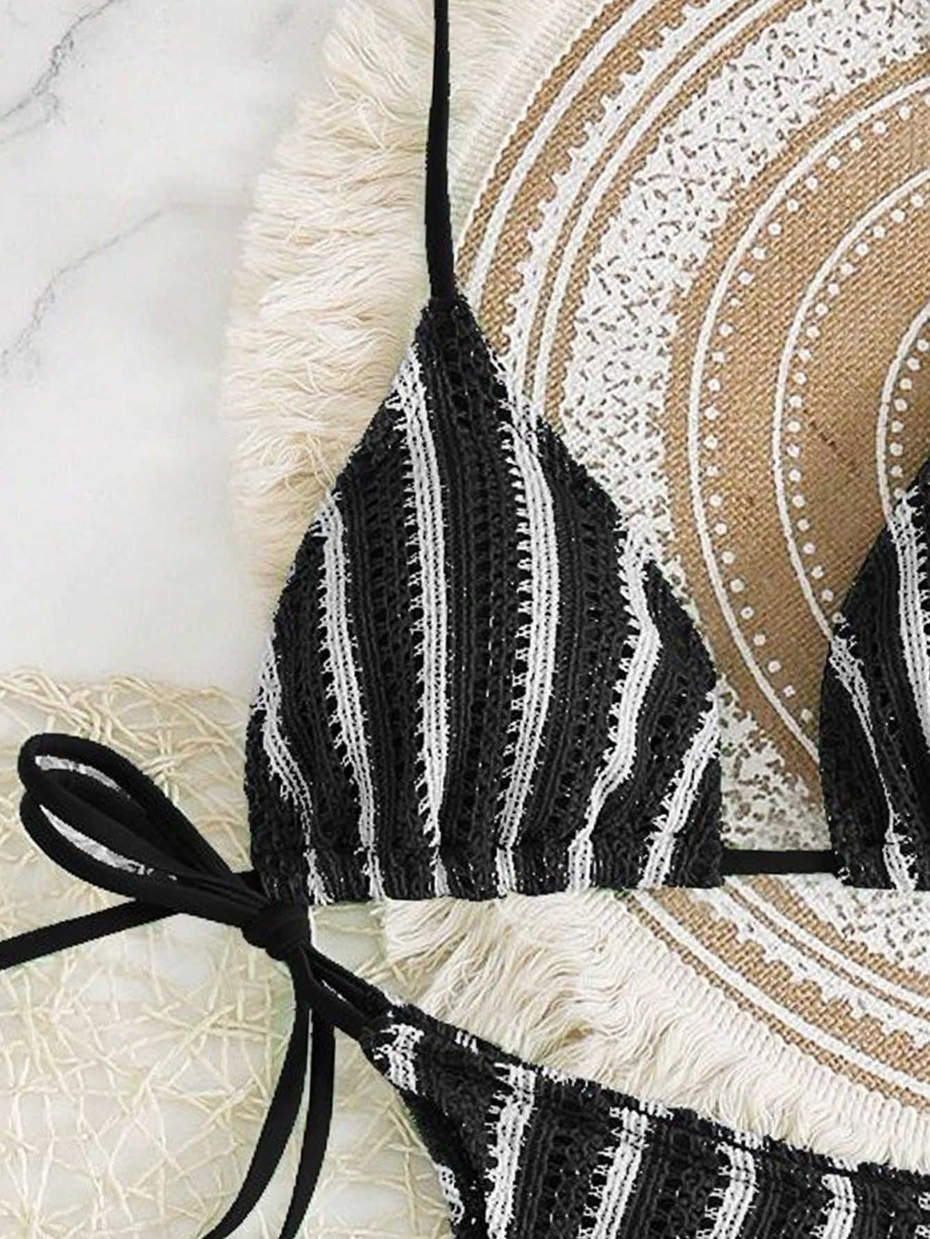Swim Vcay 3 peças/Conjunto Capa de Crochê de Estilo Boêmio para Maiô Bikini, Saída de Praia