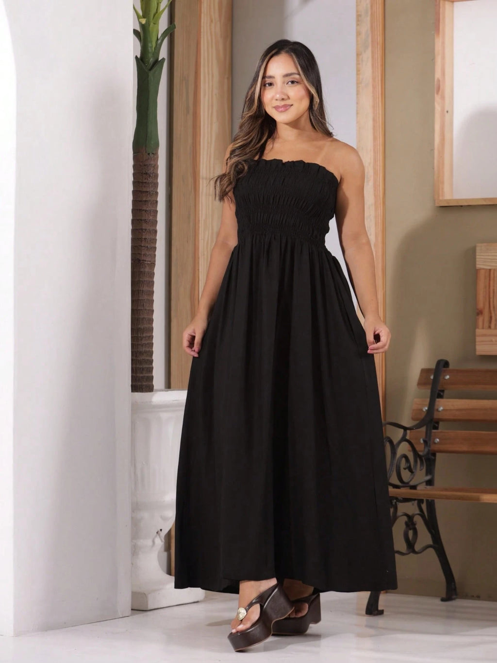 Vendedor IndicadoVestido Linho Feminino Elegante Plissado Franzido Babado Bolsos Alça Amarrar