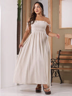 Vendedor IndicadoVestido Linho Feminino Elegante Plissado Franzido Babado Bolsos Alça Amarrar