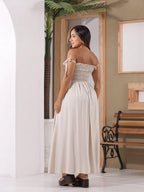 Vendedor IndicadoVestido Linho Feminino Elegante Plissado Franzido Babado Bolsos Alça Amarrar