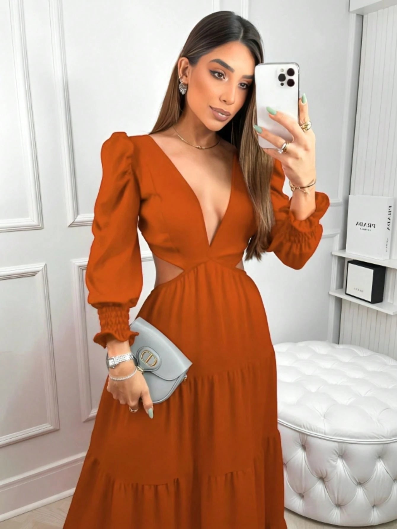 Vestido Longo Elegante Manga Princesa Boho Chic Costa Nua Duna Forrado Amarração Casamento