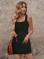 SHEIN LUNE Vestido casual simples de estilo de rua cor de damasco 2 em 1 para mulheres, outono