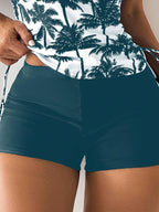 Swim Lushoire Biquíni Estilo Colete Com Estampa De Palmeira Para Mulheres - Carnaval