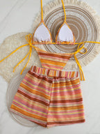 Swim Vcay 3 peças/Conjunto Capa de Crochê de Estilo Boêmio para Maiô Bikini, Saída de Praia