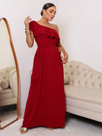 Vestido Longo Babadinho Camadas Sem Bojo Elegante Festa Madrinha Convidada