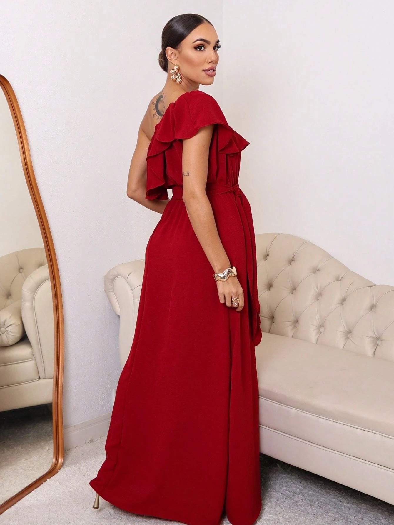 Vestido Longo Babadinho Camadas Sem Bojo Elegante Festa Madrinha Convidada