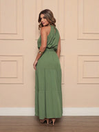 Vendedor IndicadoVestido Longo Feminina Liso Gola Alta Tres Maria Com Cinto