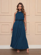 Vendedor IndicadoVestido Longo Feminina Liso Gola Alta Tres Maria Com Cinto