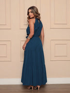 Vendedor IndicadoVestido Longo Feminina Liso Gola Alta Tres Maria Com Cinto