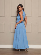 Vendedor IndicadoVestido Longo Feminina Liso Gola Alta Tres Maria Com Cinto