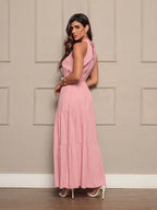 Vendedor IndicadoVestido Longo Feminina Liso Gola Alta Tres Maria Com Cinto