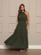 Vendedor IndicadoVestido Longo Feminina Liso Gola Alta Tres Maria Com Cinto