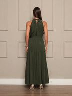 Vendedor IndicadoVestido Longo Feminina Liso Gola Alta Tres Maria Com Cinto