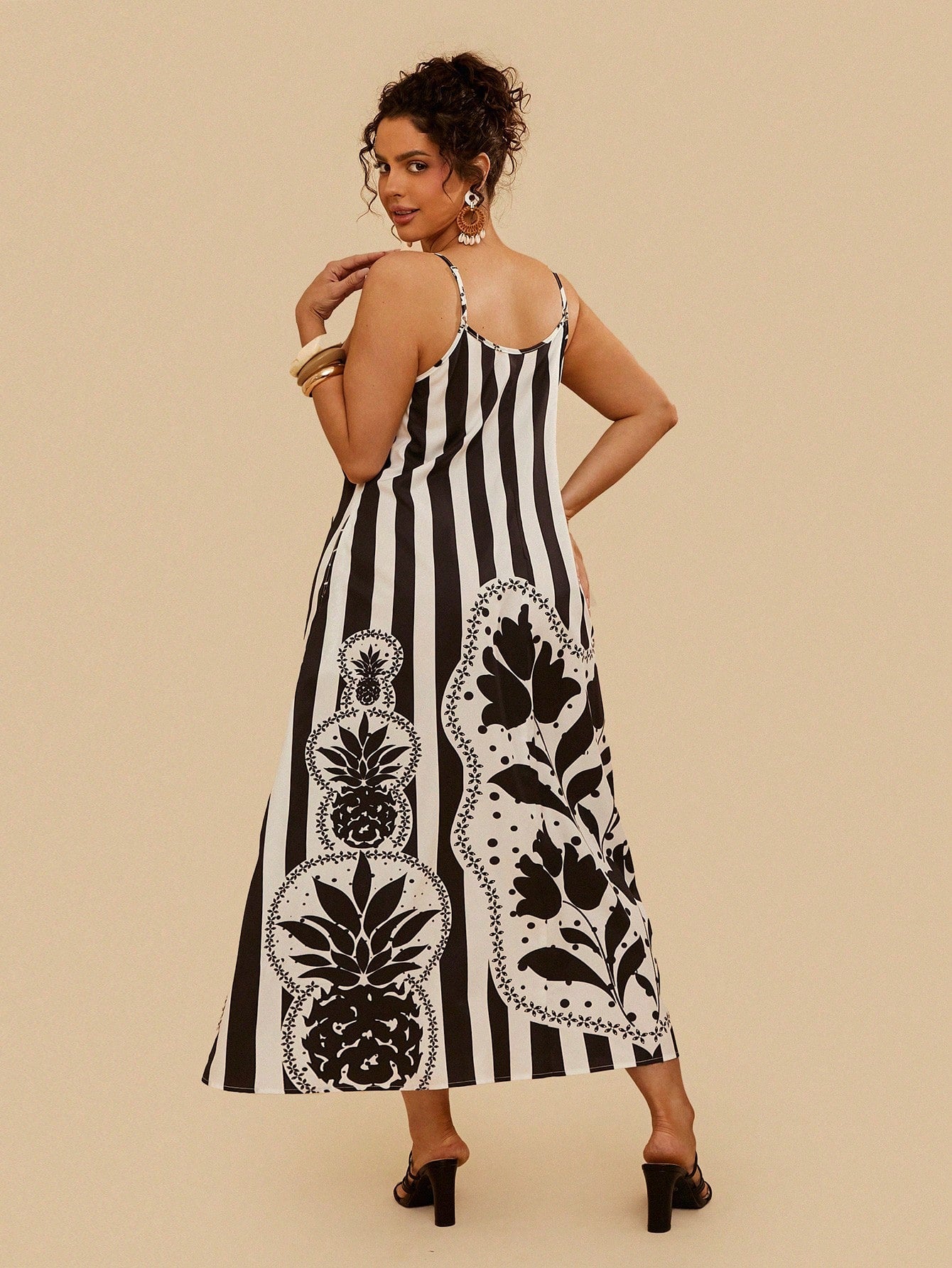 Travachic Vestido de Alça Casual de Férias com Bolso e Estampa Tropical Oceânica, para Mulheres Plus Size, para o Verão