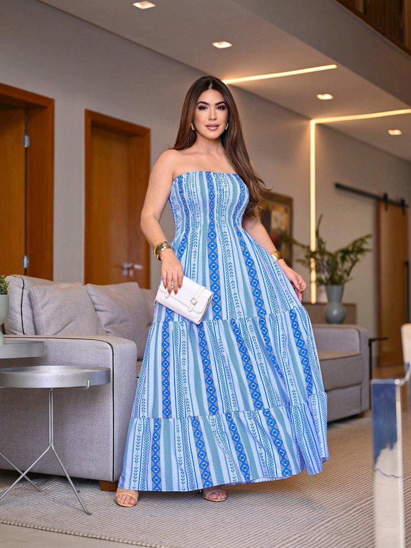 Vestido Feminino Longo Lastex Tomara Que Caia