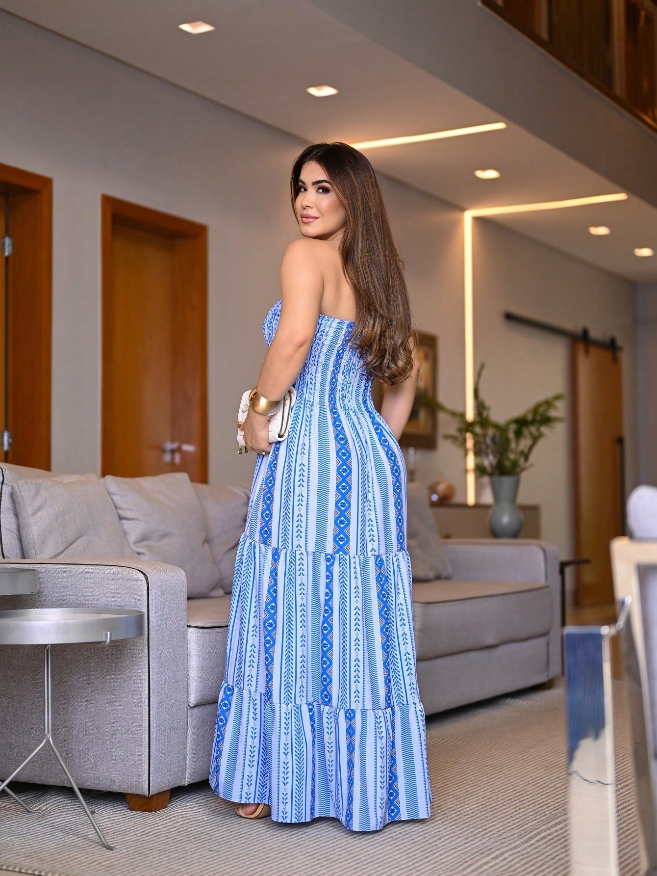 Vestido Feminino Longo Lastex Tomara Que Caia