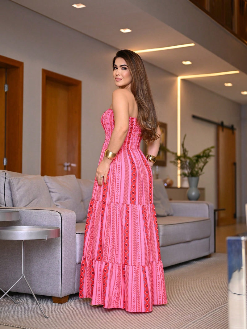 Vestido Feminino Longo Lastex Tomara Que Caia