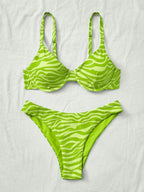 Swim Vcay Maiô Bikini Listrado de Zebra Verde Menta, Roupa de Banho Sexy para Verão