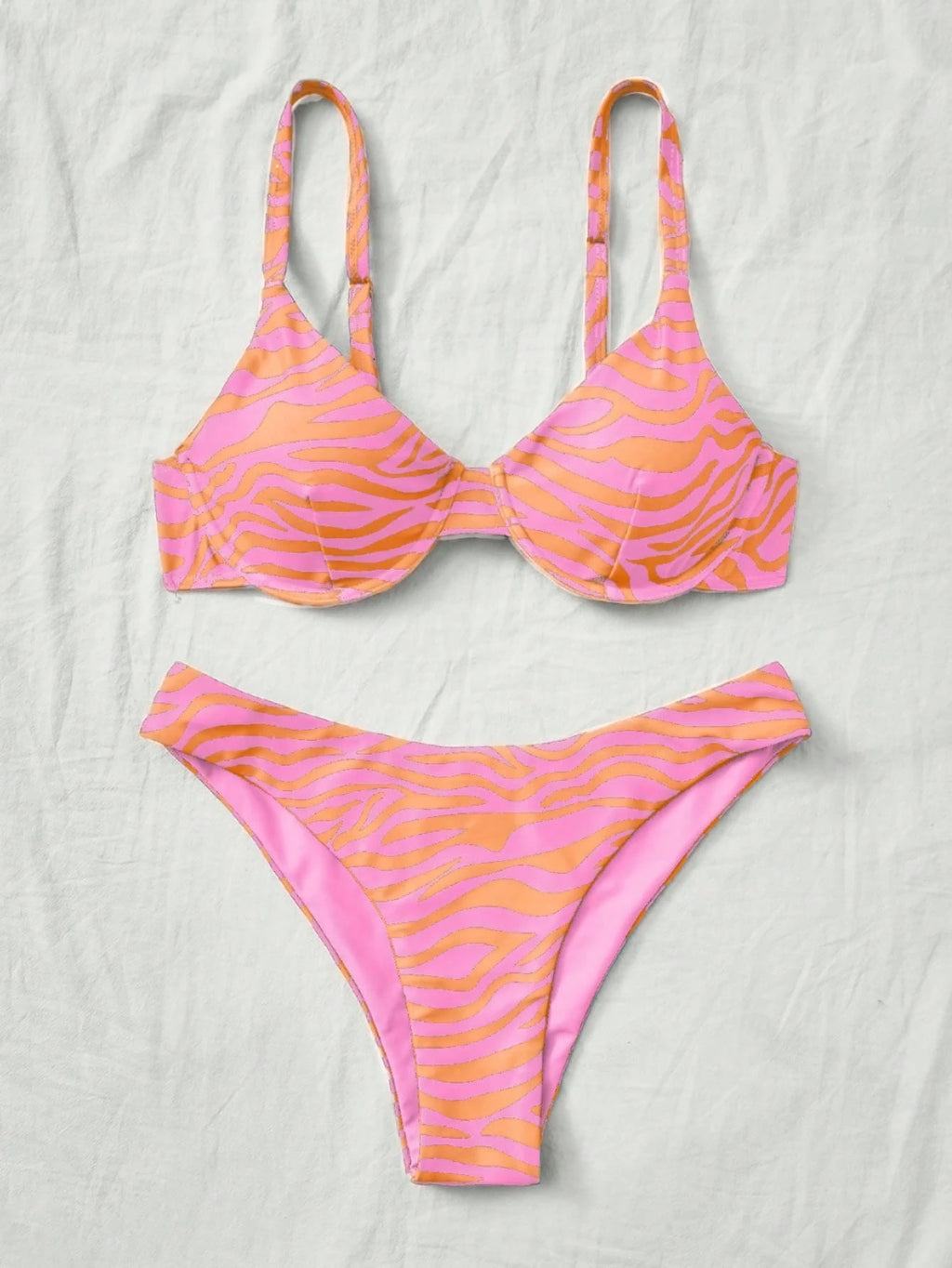 Swim Vcay Maiô Bikini Listrado de Zebra Verde Menta, Roupa de Banho Sexy para Verão