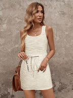 SHEIN LUNE Vestido casual simples de estilo de rua cor de damasco 2 em 1 para mulheres, outono