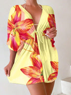 SHEIN Swim Ombre Cintura Com Cordão Manga De Asa De Morcego Malha Quimono