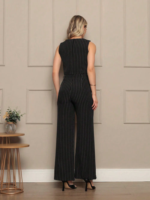 Vendedor IndicadoConjunto Social Feminina Calça Pantalona Colete Botões Calça Larga Cintura Alta