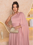 Vendedor IndicadoVestido Longo Feminino Plus Size com Capa Festa Casamento Noiva Formatura Madrinhas elegante Festa Malha Com cinto Atemporal