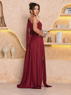 Vendedor IndicadoVestido Longo Feminino Plus Size com Capa Festa Casamento Noiva Formatura Madrinhas elegante Festa Malha Com cinto Atemporal