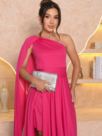 Vendedor IndicadoVestido Longo Feminino Plus Size com Capa Festa Casamento Noiva Formatura Madrinhas elegante Festa Malha Com cinto Atemporal