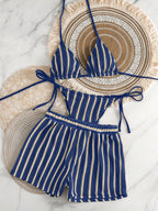 Swim Vcay 3 peças/Conjunto Capa de Crochê de Estilo Boêmio para Maiô Bikini, Saída de Praia