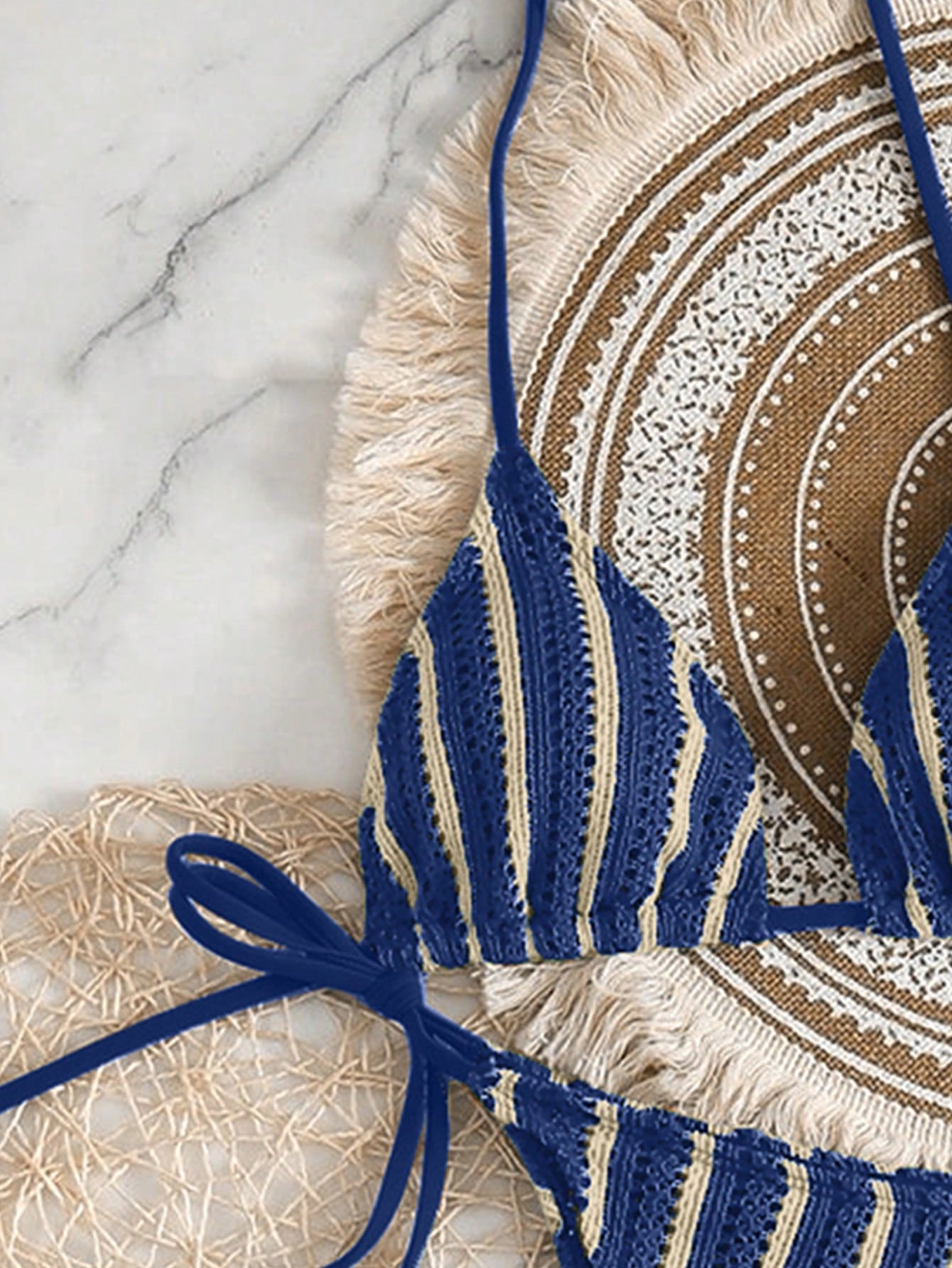 Swim Vcay 3 peças/Conjunto Capa de Crochê de Estilo Boêmio para Maiô Bikini, Saída de Praia