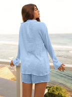 Swim Vcay Conjunto de cobertura sólido botão frontal