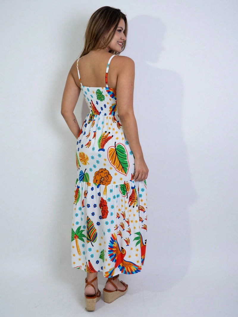 Vendedor Indicadovestido midi estampado viscolinho com lastex e bojo moda blogueir verão