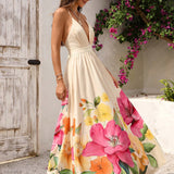 Vestido Débora – Sofisticação Floral em Longo Estilo Tropical