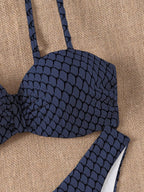 Swim Lushoire Conjunto de Maiô Bikini Texturizado de Duas Peças para Férias na Praia Feminino, Maiô Bikini Bustier para o Verão