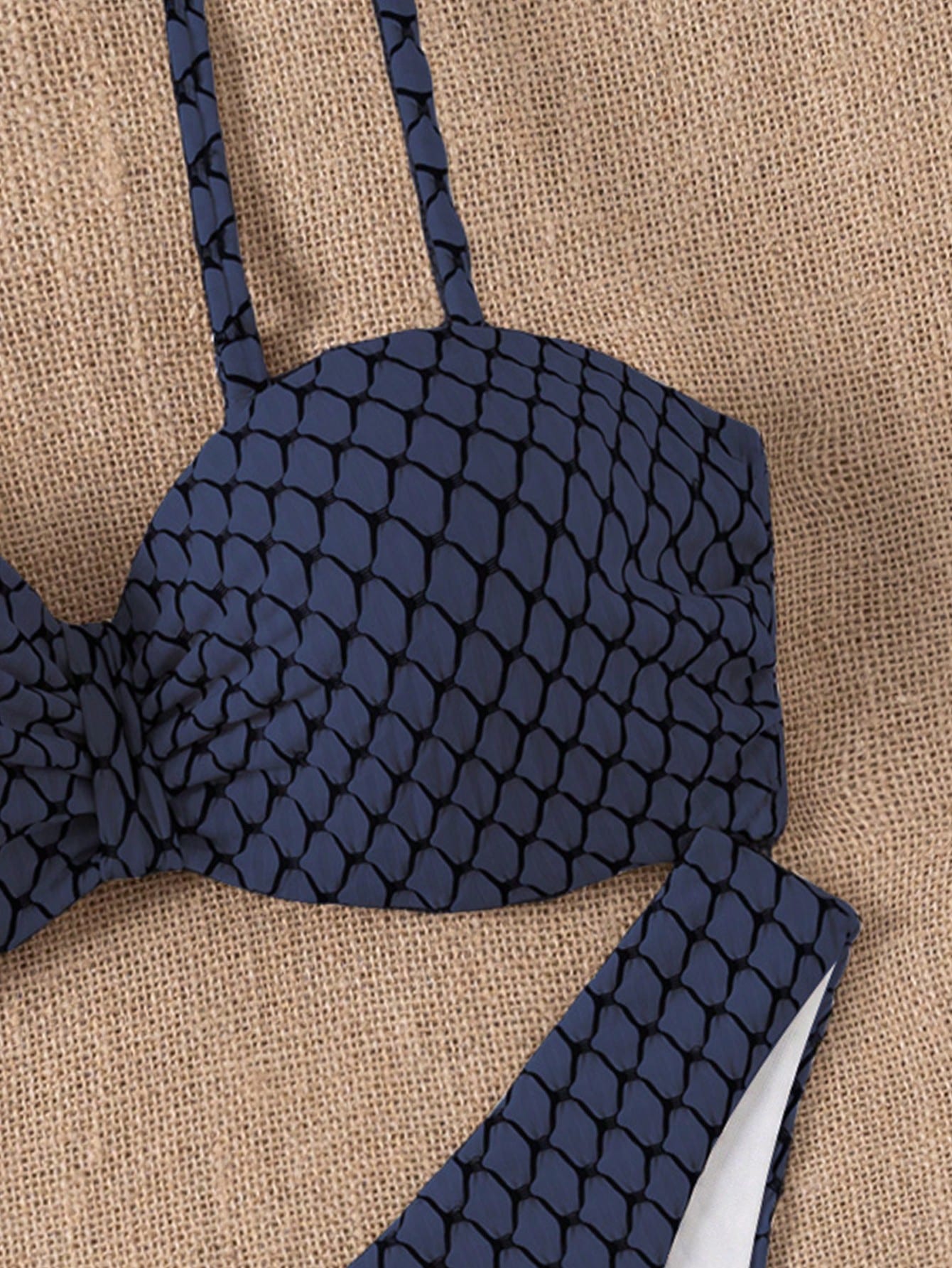 Swim Lushoire Conjunto de Maiô Bikini Texturizado de Duas Peças para Férias na Praia Feminino, Maiô Bikini Bustier para o Verão