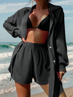 Swim Vcay Conjunto de cobertura sólido botão frontal