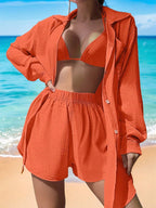 Swim Vcay Conjunto de cobertura sólido botão frontal