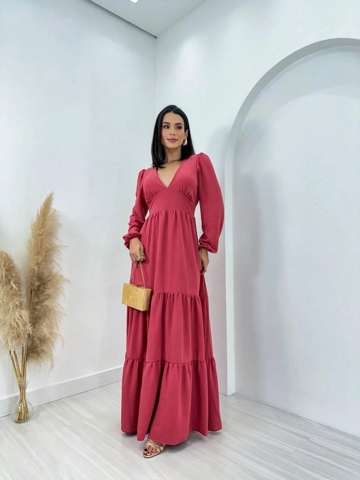 vestido longo Simples Casamento