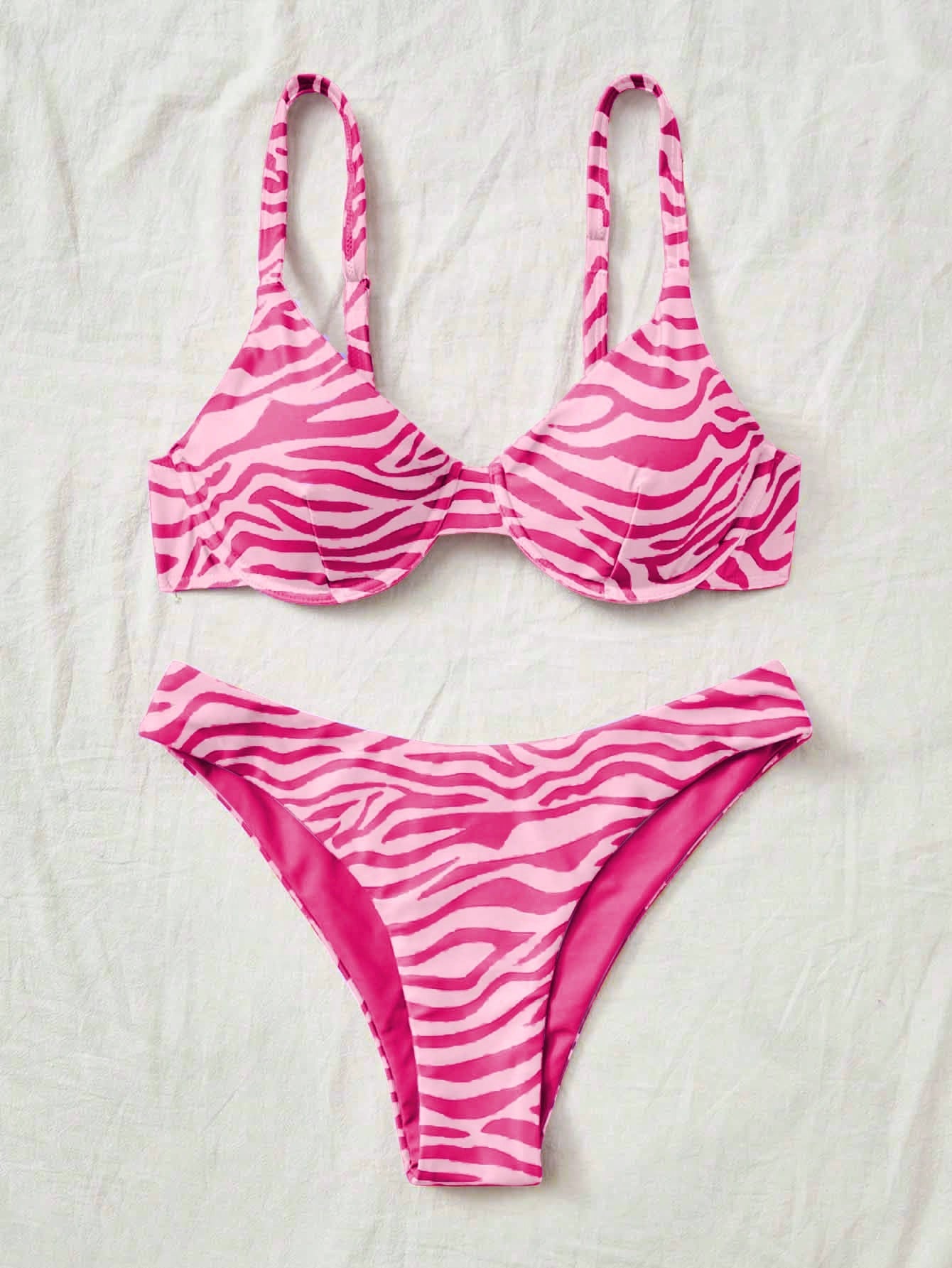 Swim Vcay Maiô Bikini Listrado de Zebra Verde Menta, Roupa de Banho Sexy para Verão