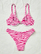 Swim Vcay Maiô Bikini Listrado de Zebra Verde Menta, Roupa de Banho Sexy para Verão