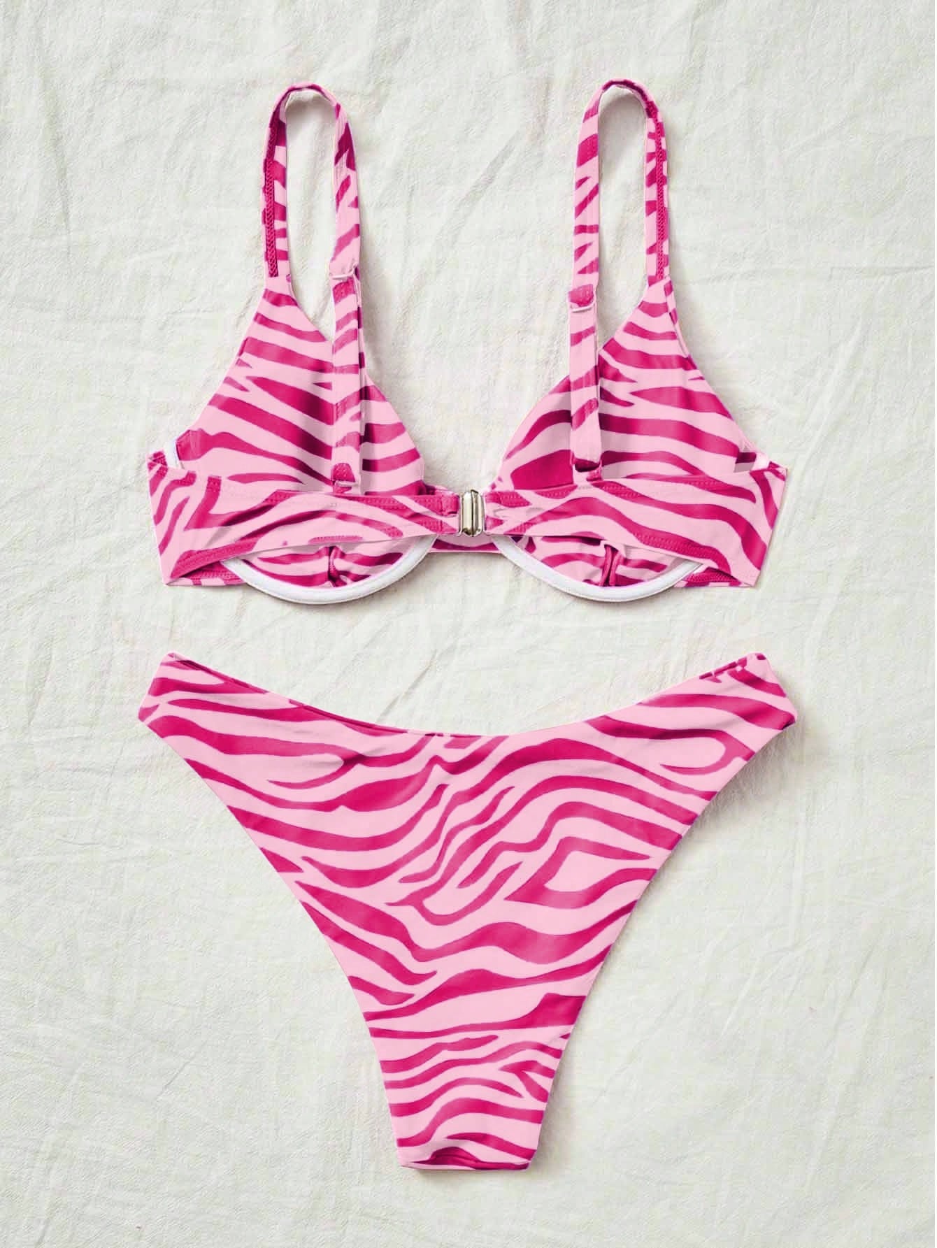 Swim Vcay Maiô Bikini Listrado de Zebra Verde Menta, Roupa de Banho Sexy para Verão