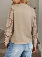 SHEIN LUNE Top Feminino Waffle Branco Com Mangas De Renda