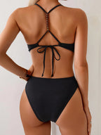 Swim Basics Maiô Recortado com Contas Feminino, Design Sexy