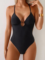 Swim Basics Maiô Recortado com Contas Feminino, Design Sexy