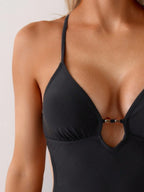 Swim Basics Maiô Recortado com Contas Feminino, Design Sexy