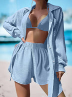 Swim Vcay Conjunto de cobertura sólido botão frontal