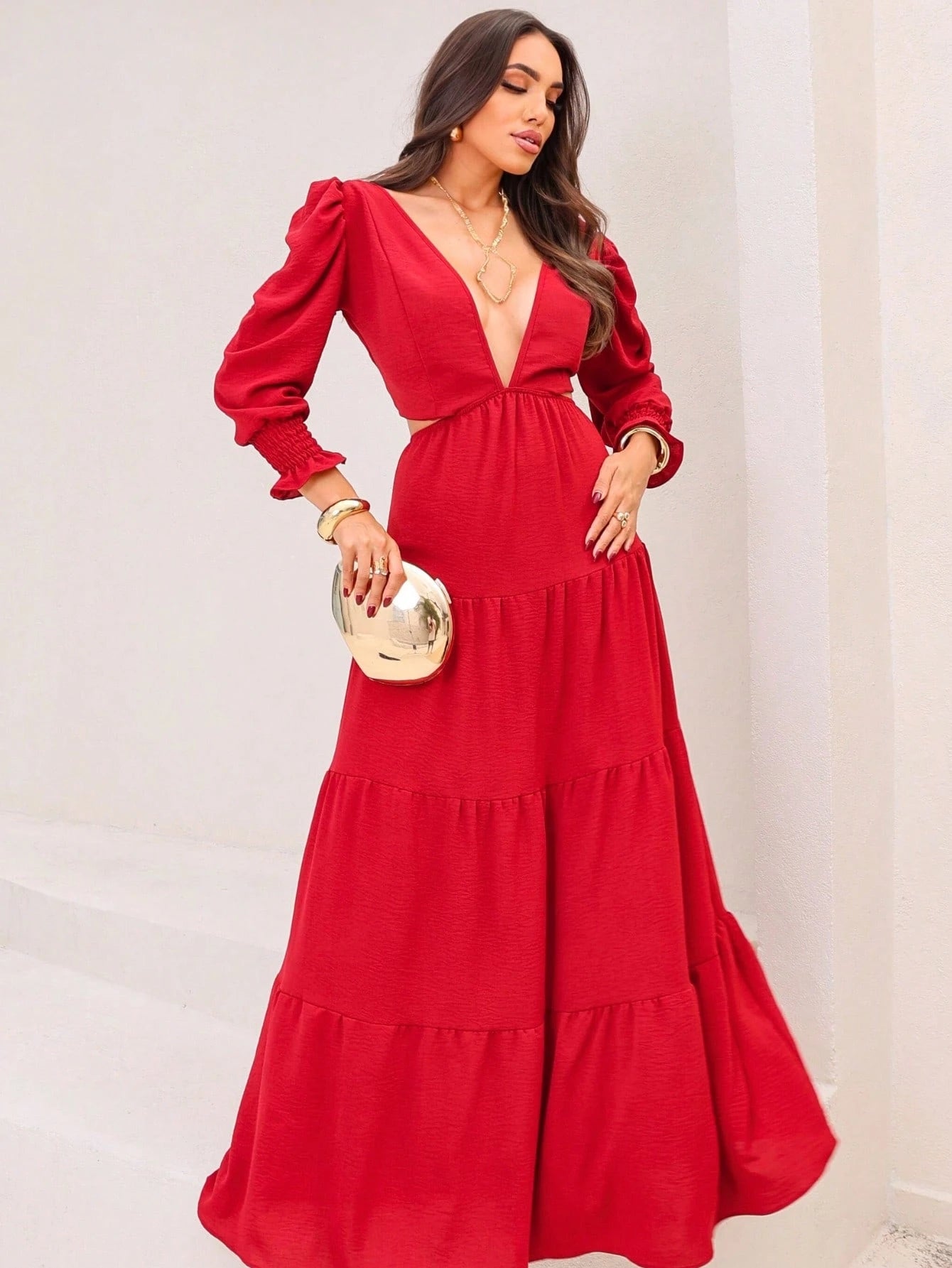 Vestido Longo Elegante Manga Princesa Boho Chic Costa Nua Duna Forrado Amarração Casamento