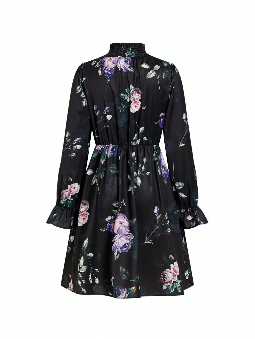 SHEIN Clasi Vestido Com Babados E Mangas Florais Sem Cinto